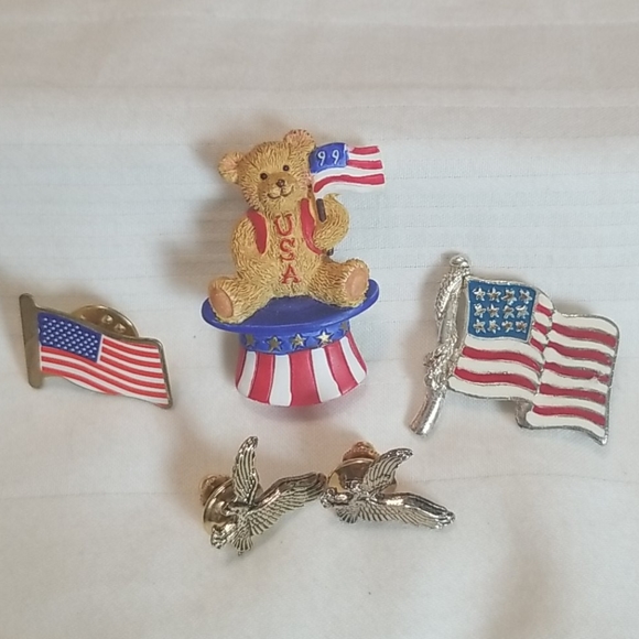 Vintage USA Eagle Flag America Pin Lot - Picture 1 of 5